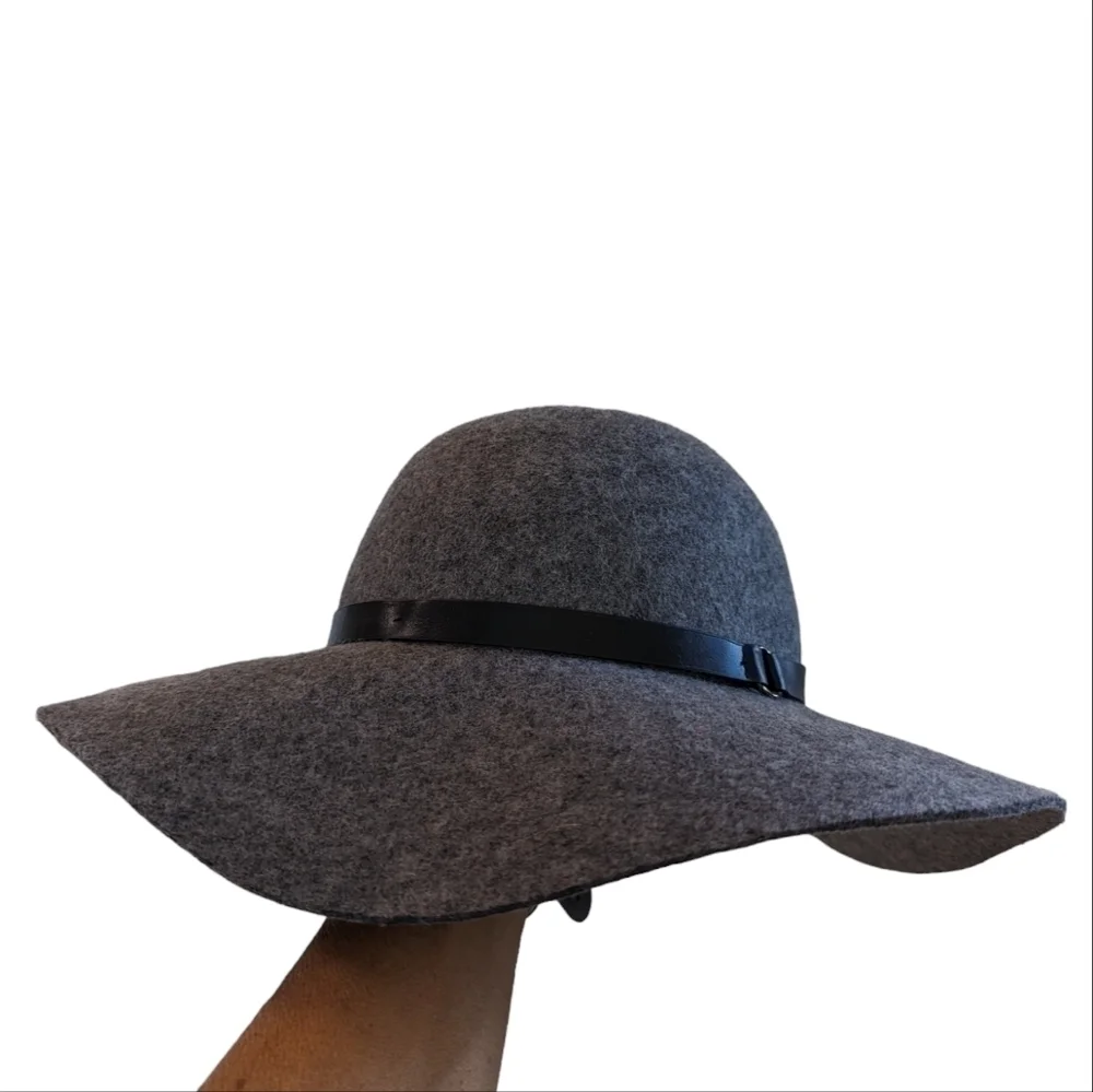 Women’s D & Y Grey Wool Belted Wide Brim Fashion Hat Size OS